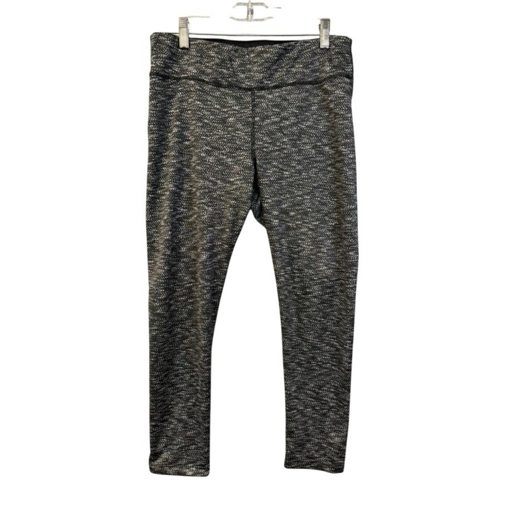 Spalding Womens Black White Herringbone Space Dye Athletic Leggings Large L
